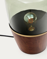 Tischleuchte Silex aus Walnussfurnier und grünem Glas - ZEN ZONE Furniture