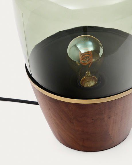Tischleuchte Silex aus Walnussfurnier und grünem Glas - ZEN ZONE Furniture