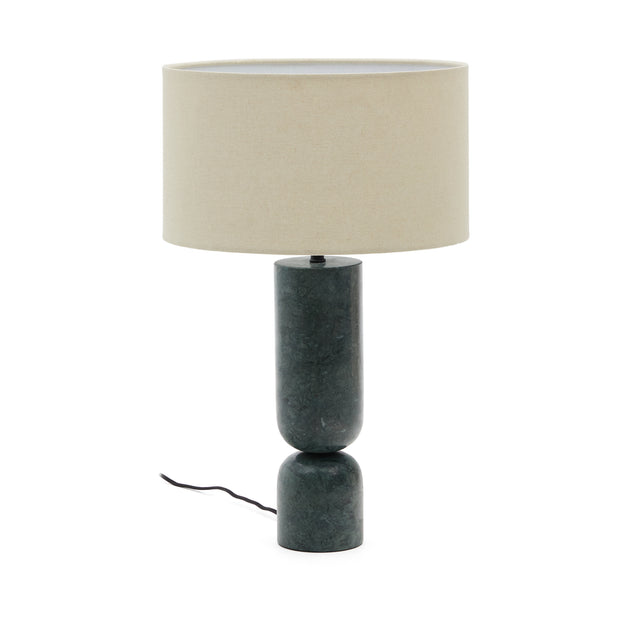 Tischleuchte Vex aus grünem Marmor und grauem Lampenschirm aus Leinen - ZEN ZONE Furniture