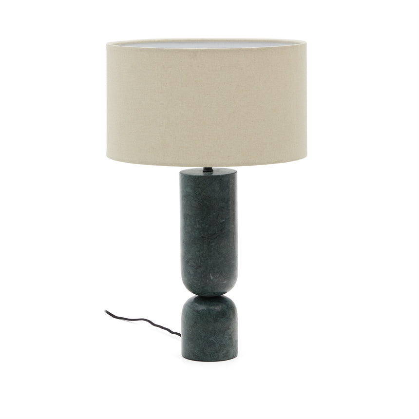 Tischleuchte Vex aus grünem Marmor und grauem Lampenschirm aus Leinen - ZEN ZONE Furniture