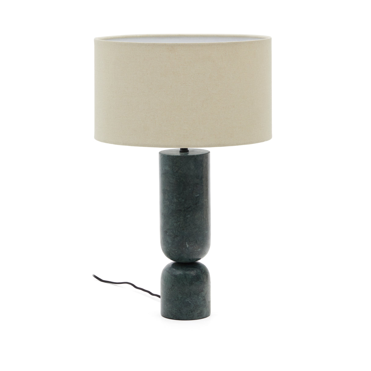 Tischleuchte Vex aus grünem Marmor und grauem Lampenschirm aus Leinen - ZEN ZONE Furniture