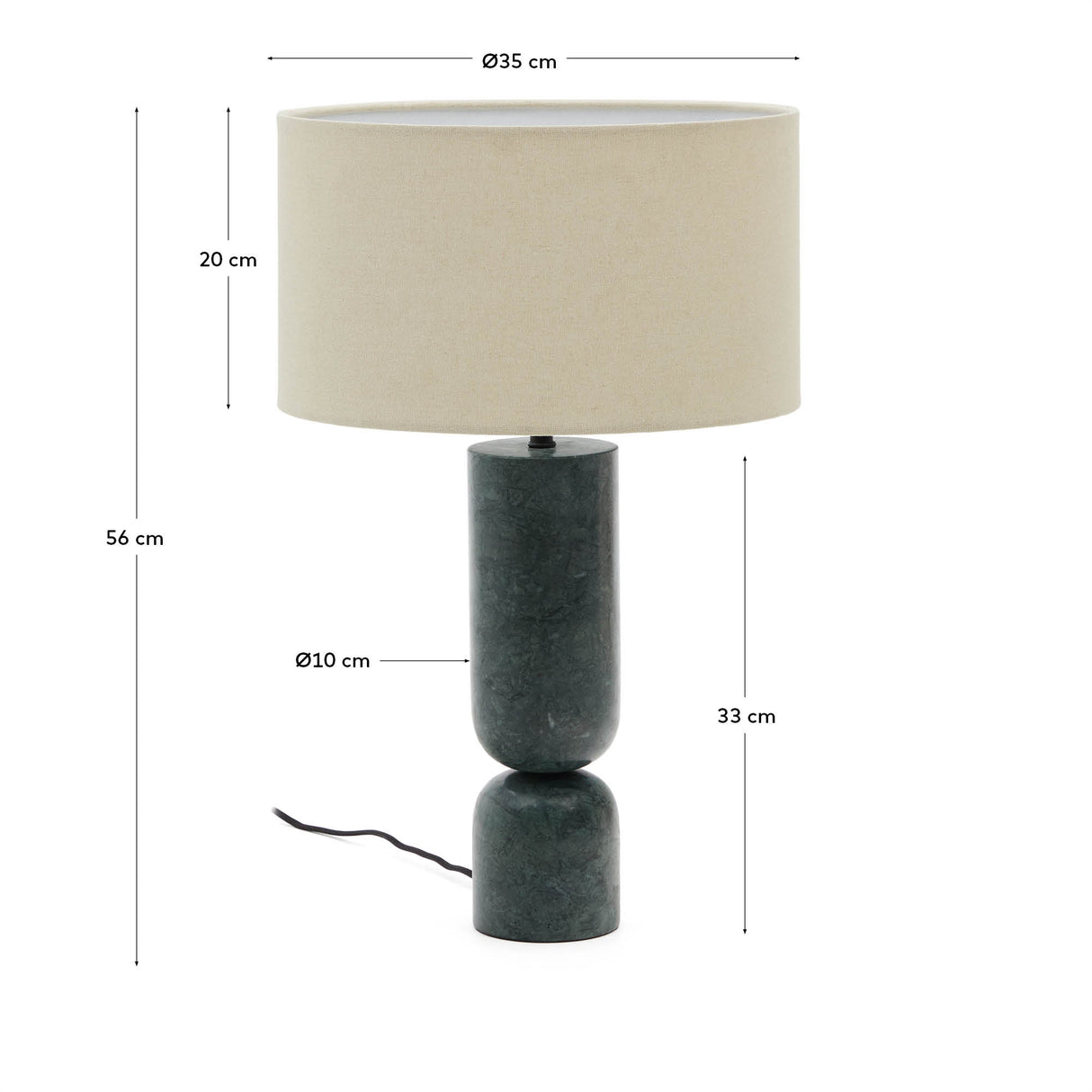 Tischleuchte Vex aus grünem Marmor und grauem Lampenschirm aus Leinen - ZEN ZONE Furniture