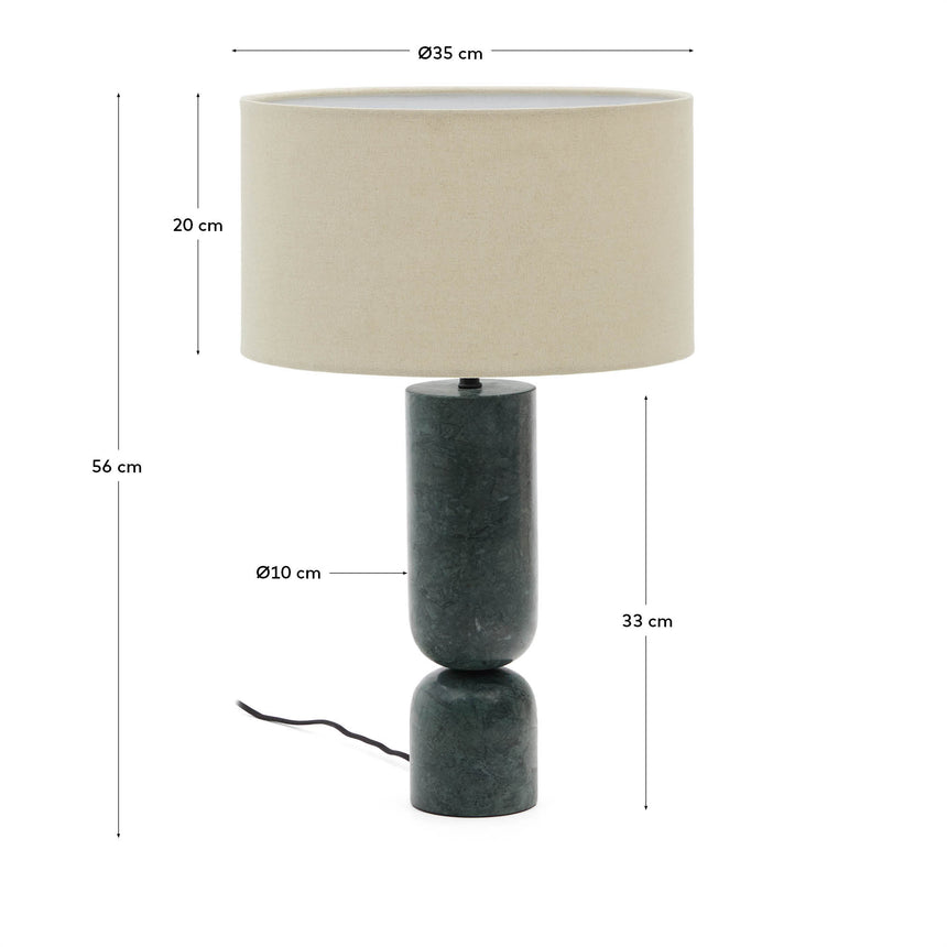Tischleuchte Vex aus grünem Marmor und grauem Lampenschirm aus Leinen - ZEN ZONE Furniture