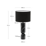 Tischleuchte Vex aus schwarzem Marmor und schwarzem Lampenschirm aus Leinen - ZEN ZONE Furniture