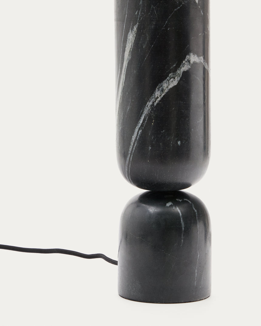 Tischleuchte Vex aus schwarzem Marmor und schwarzem Lampenschirm aus Leinen - ZEN ZONE Furniture