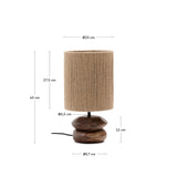 Tischleuchte Kor aus Akazienholz mit dunklem Finish und Jute - ZEN ZONE Furniture