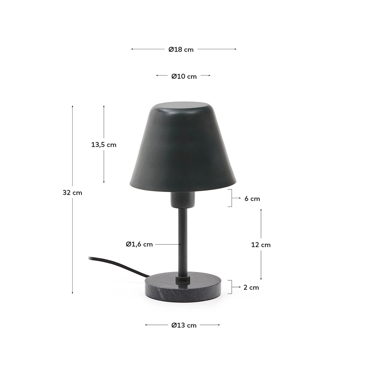 Tischleuchte Calina aus grünem Metall und schwarzem Marmor - ZEN ZONE Furniture