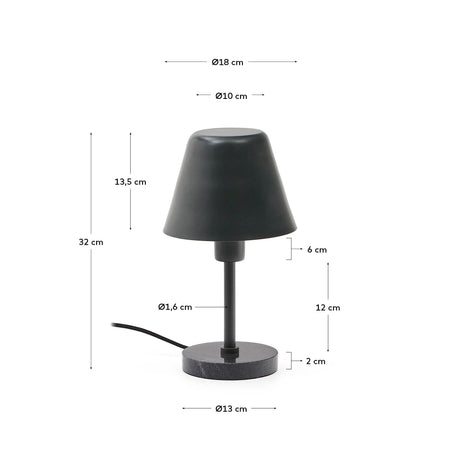 Tischleuchte Calina aus grünem Metall und schwarzem Marmor - ZEN ZONE Furniture