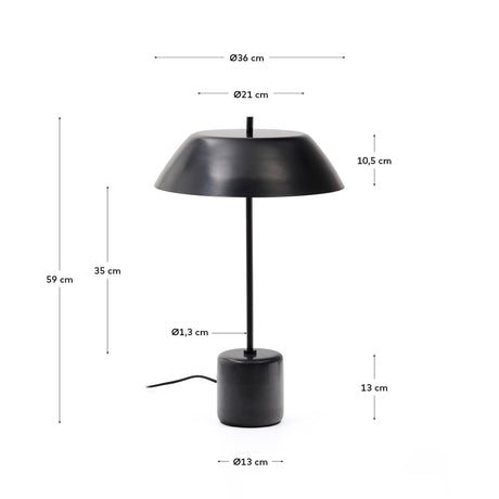 Tischleuchte Sayra aus schwarzem Marmor und Metall mit schwarzem Finish - ZEN ZONE Furniture