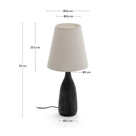 Tischleuchte Luvia aus Holz mit schwarz lackiertem Finish. - ZEN ZONE Furniture