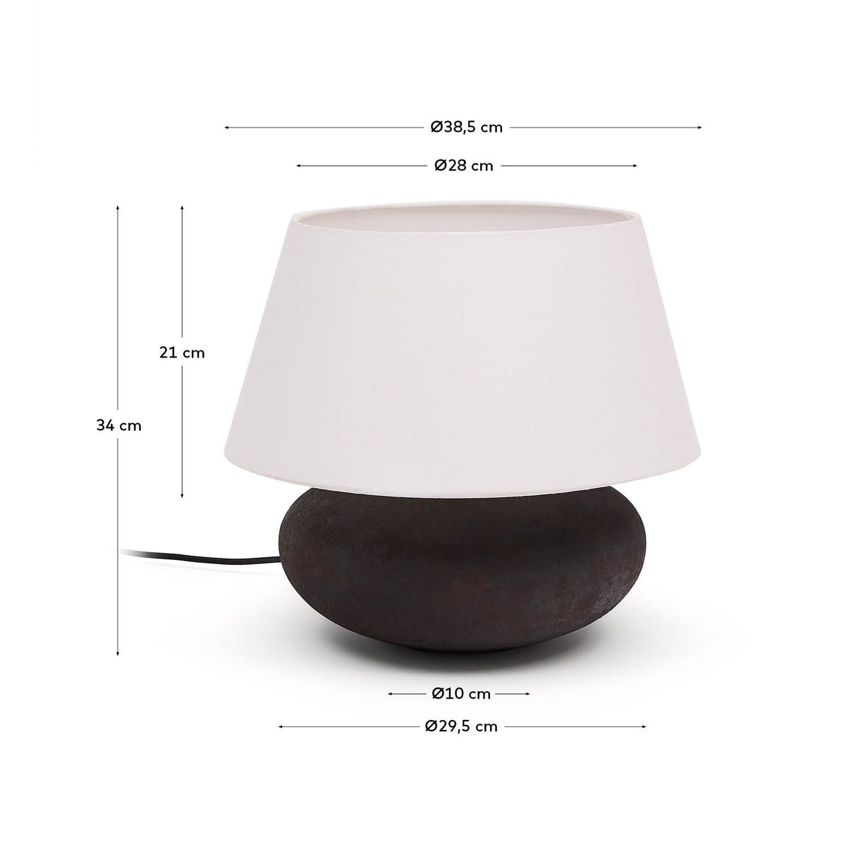 Tischleuchte Nessi aus Metall mit schwarzem Terrakotta-Effekt. - ZEN ZONE Furniture