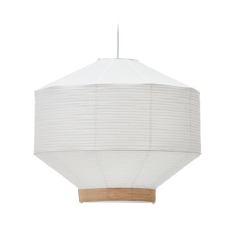 Lampenschirm für Deckenleuchte Hila aus weißem Papier und Naturholzfurnier Ø 80 cm - ZEN ZONE Furniture