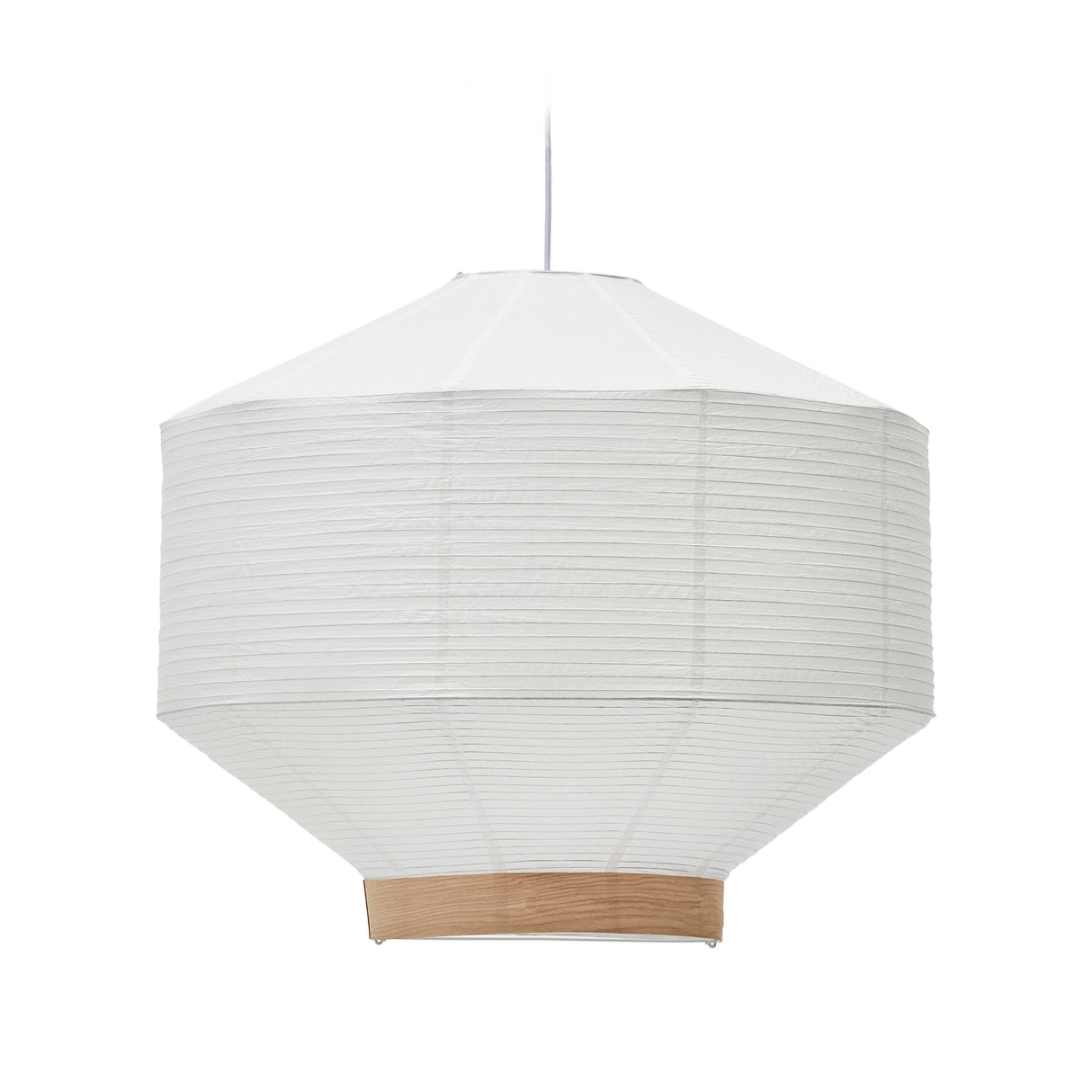 Lampenschirm für Deckenleuchte Hila aus weißem Papier und Naturholzfurnier Ø 80 cm - ZEN ZONE Furniture
