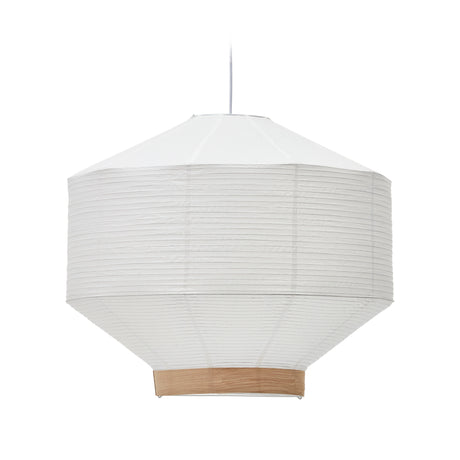 Lampenschirm für Deckenleuchte Hila aus weißem Papier und Naturholzfurnier Ø 80 cm - ZEN ZONE Furniture