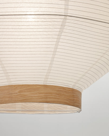 Lampenschirm für Deckenleuchte Hila aus weißem Papier und Naturholzfurnier Ø 80 cm - ZEN ZONE Furniture