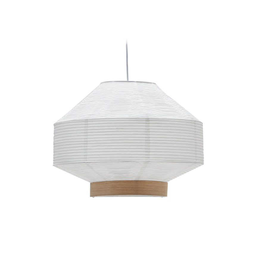 Lampenschirm für Deckenleuchte Hila aus weißem Papier und Naturholzfurnier Ø 30 cm - ZEN ZONE Furniture