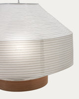 Lampenschirm für Deckenleuchte Hila aus weißem Papier und Naturholzfurnier Ø 30 cm - ZEN ZONE Furniture