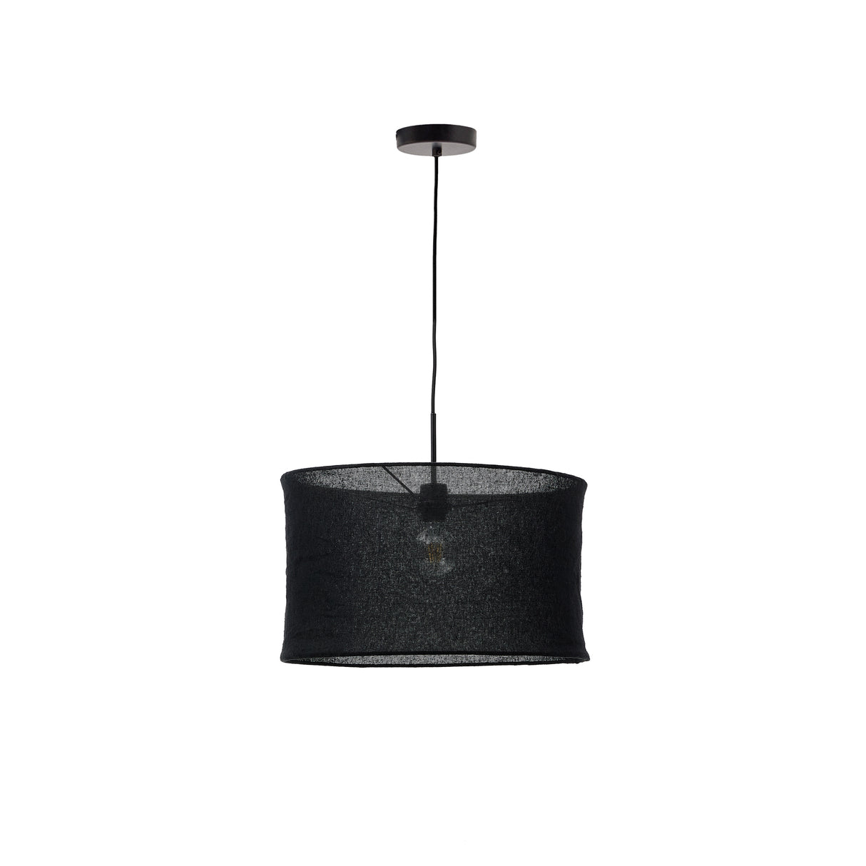 Mariela Schirm für Deckenlampe aus Leinen mit schwarzem Finish Ø 50 x 30 cm - ZEN ZONE Furniture