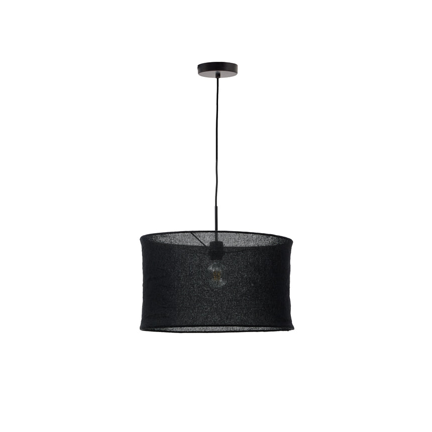 Mariela Schirm für Deckenlampe aus Leinen mit schwarzem Finish Ø 50 x 30 cm - ZEN ZONE Furniture