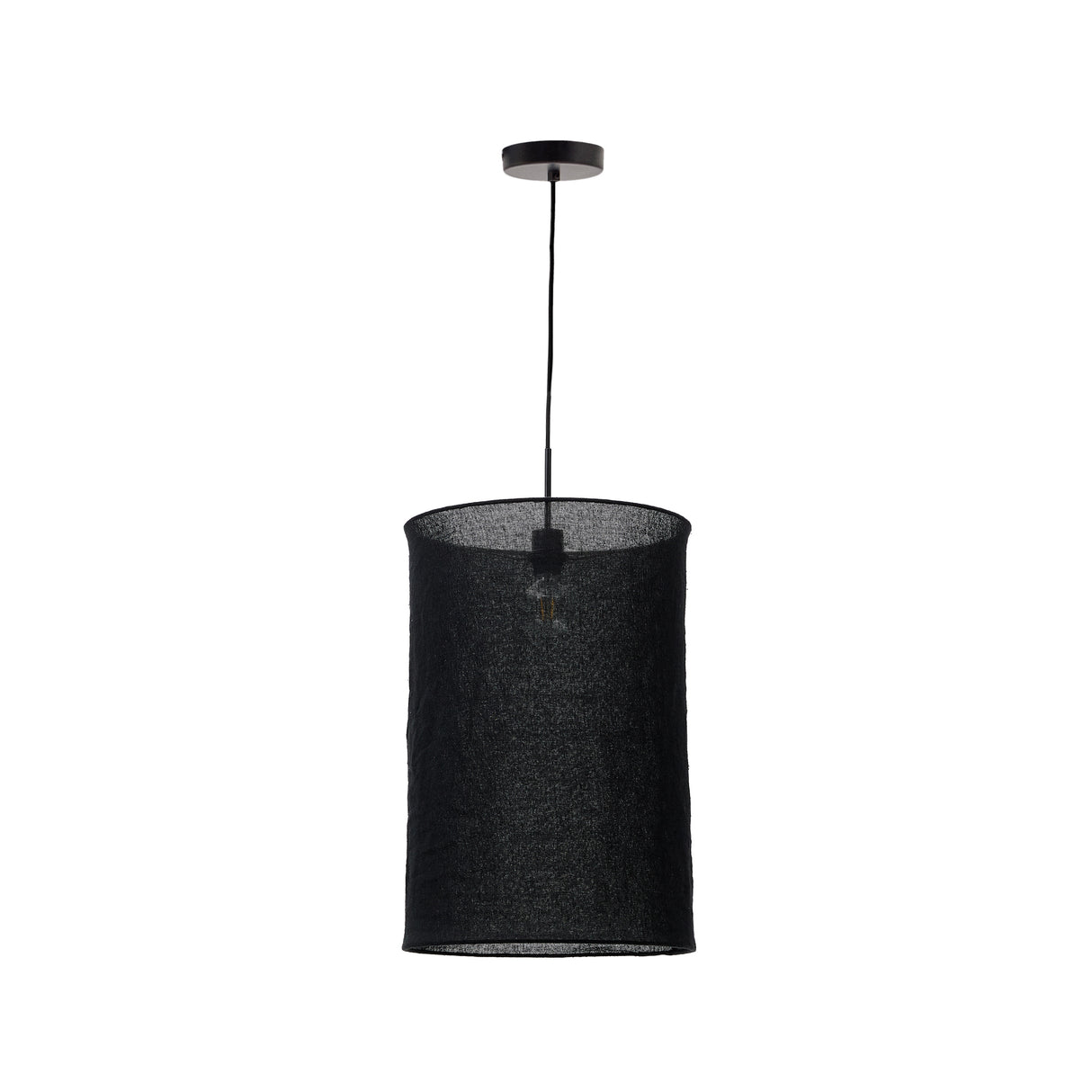 Mariela  Schirm für Deckenlampe aus Leinen mit schwarzem Finish Ø 40 x 60 cm - ZEN ZONE Furniture