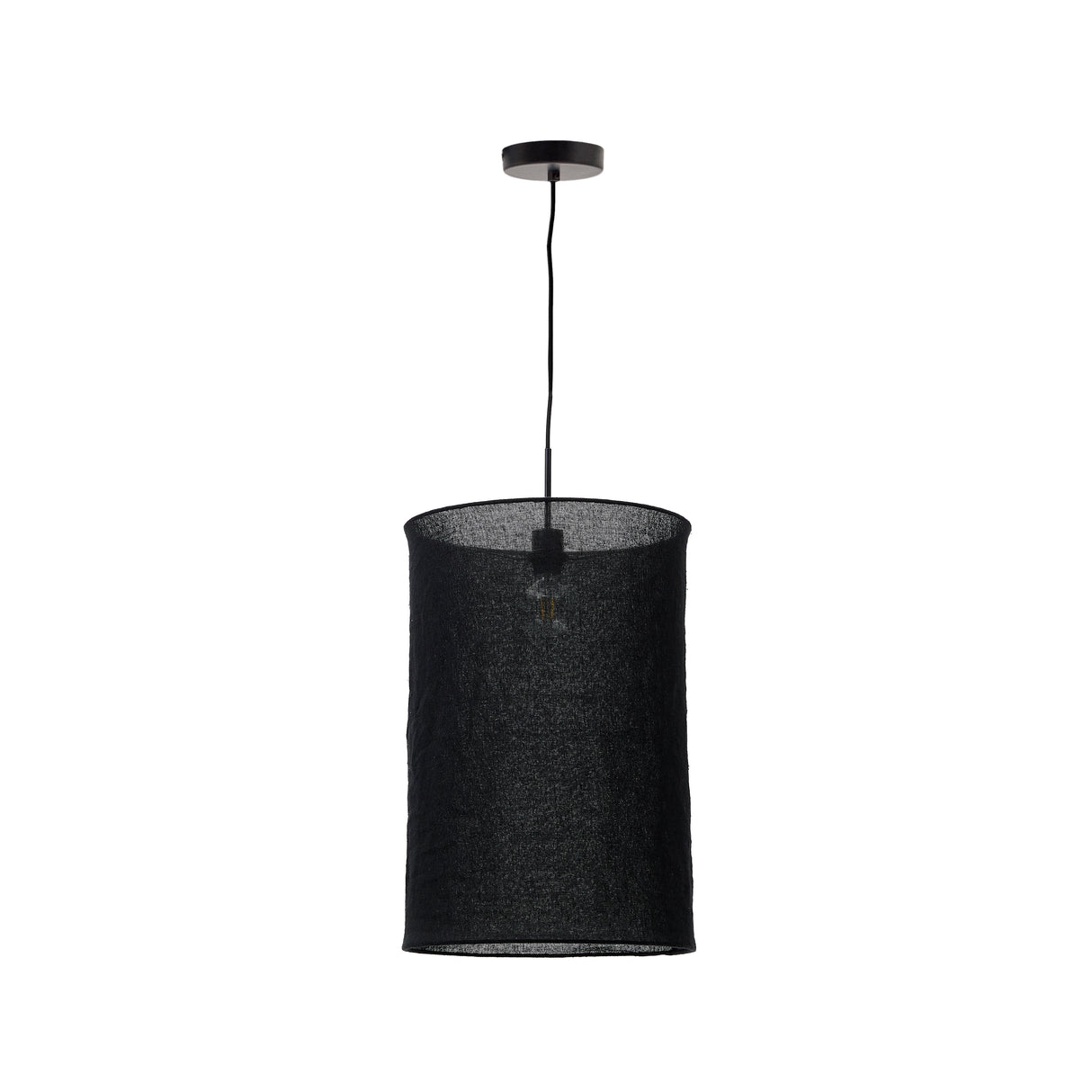 Mariela  Schirm für Deckenlampe aus Leinen mit schwarzem Finish Ø 40 x 60 cm - ZEN ZONE Furniture