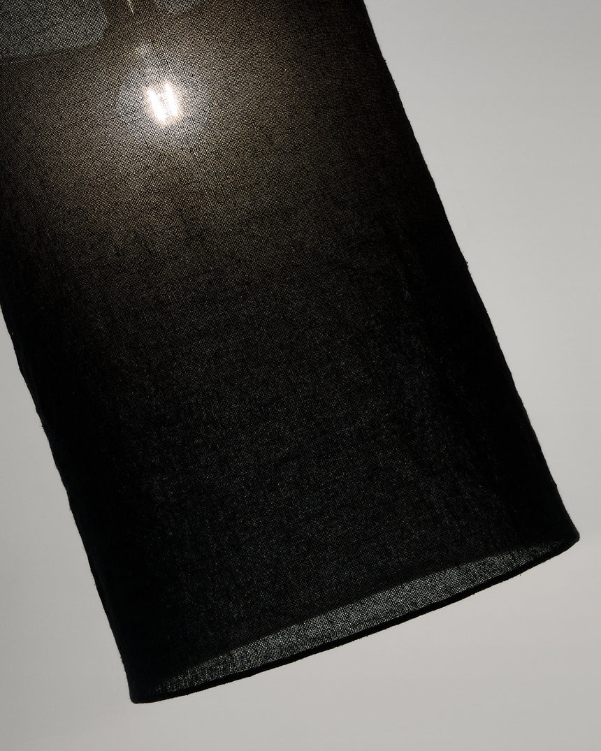 Mariela  Schirm für Deckenlampe aus Leinen mit schwarzem Finish Ø 40 x 60 cm - ZEN ZONE Furniture