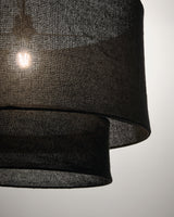 Lampenschirm für Deckenleuchte Mariela aus Leinen mit schwarzem Finish Ø 60 x 40 cm - ZEN ZONE Furniture