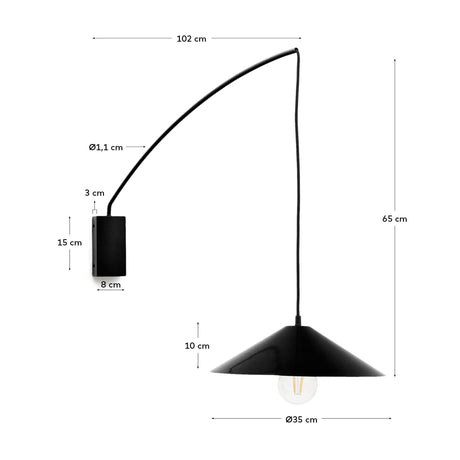 Wandleuchte Kally aus Metall mit schwarz lackiertem Finish - ZEN ZONE Furniture