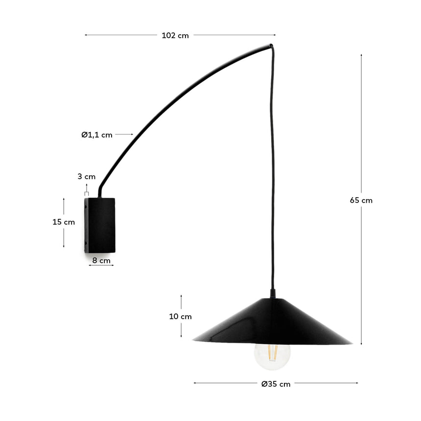 Wandleuchte Kally aus Metall mit schwarz lackiertem Finish - ZEN ZONE Furniture