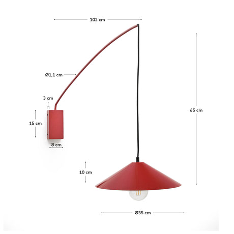 Wandleuchte Kally aus Metall mit rot lackiertem Finish - ZEN ZONE Furniture