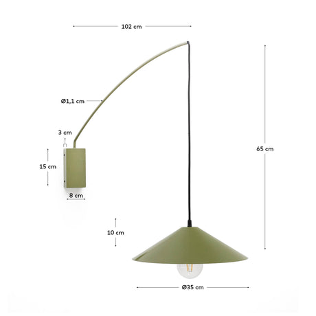 Wandleuchte Kally aus Metall mit grün lackiertem Finish - ZEN ZONE Furniture