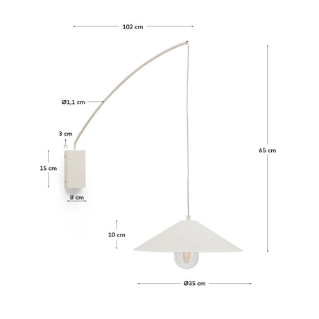 Wandleuchte Kally aus Metall mit beige lackiertem Finish - ZEN ZONE Furniture