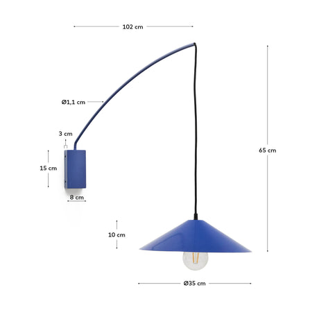 Wandleuchte Kally aus Metall mit blau lackiertem Finish - ZEN ZONE Furniture
