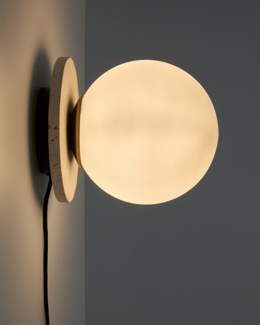 Wandleuchte Malachi aus Glas und Travertinstein - ZEN ZONE Furniture