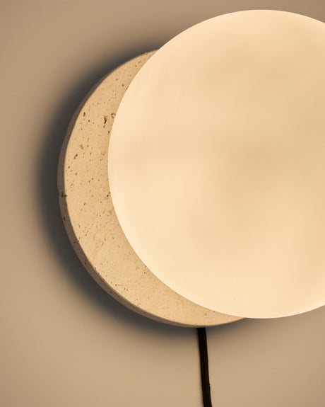 Wandleuchte Malachi aus Glas und Travertinstein - ZEN ZONE Furniture