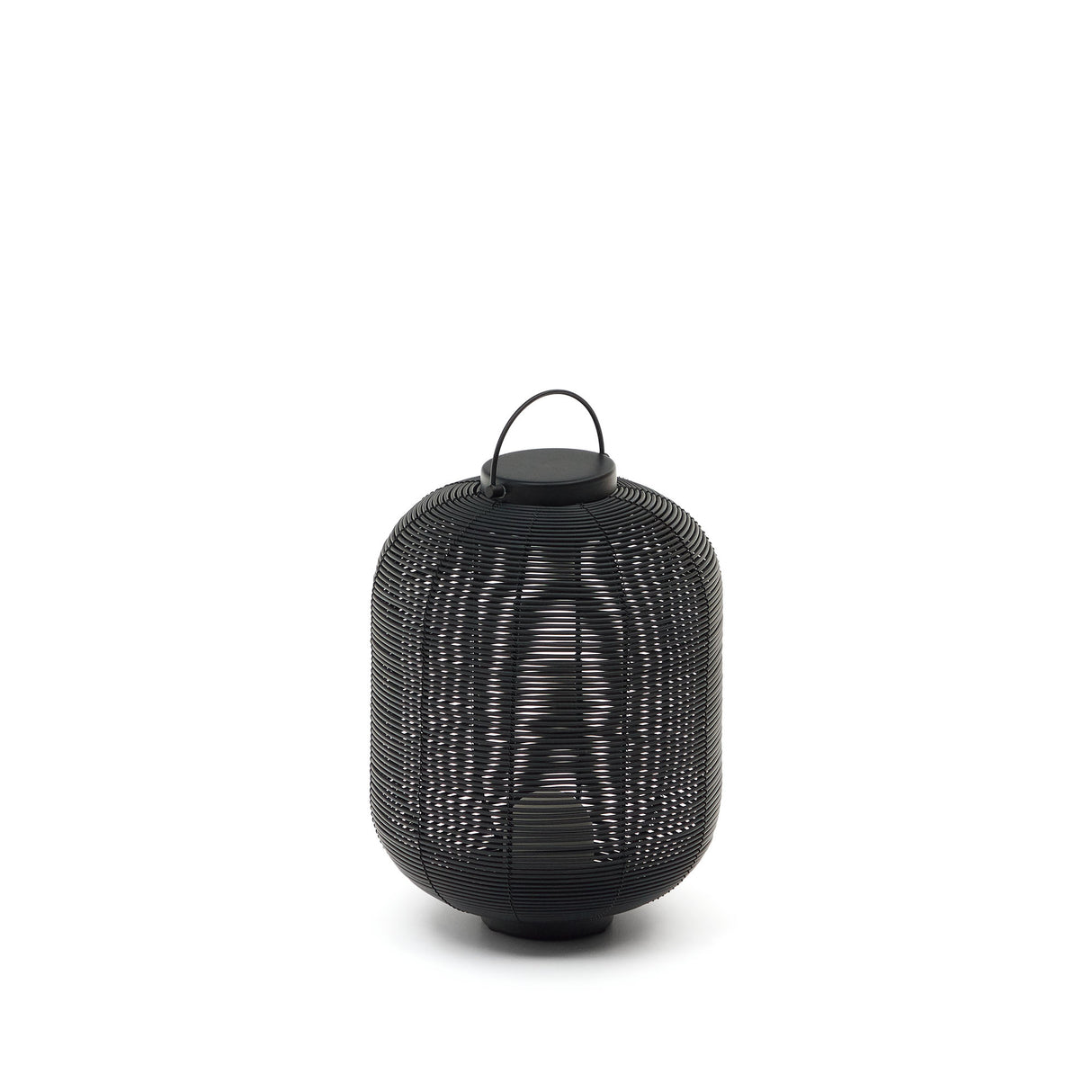 Saranella kleine tragbare Tischlampe aus Kunstrattan in Schwarz - ZEN ZONE Furniture