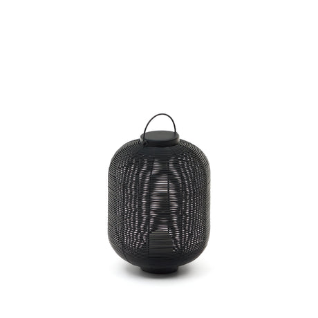 Saranella kleine tragbare Tischlampe aus Kunstrattan in Schwarz - ZEN ZONE Furniture