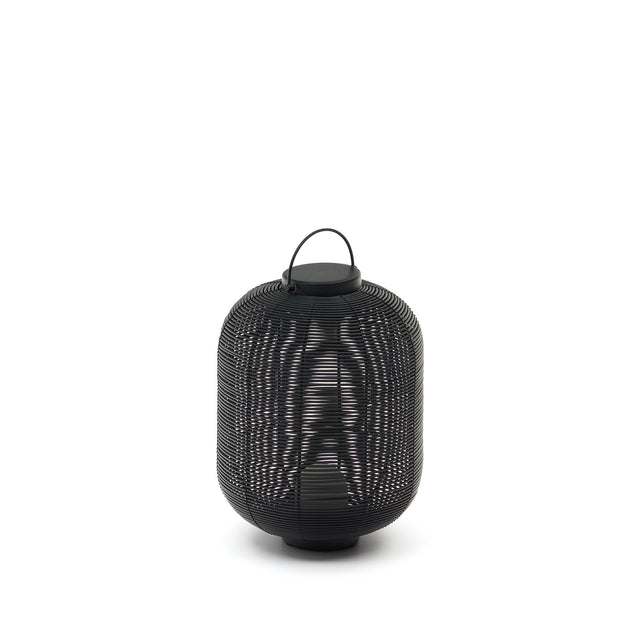Saranella kleine tragbare Tischlampe aus Kunstrattan in Schwarz - ZEN ZONE Furniture