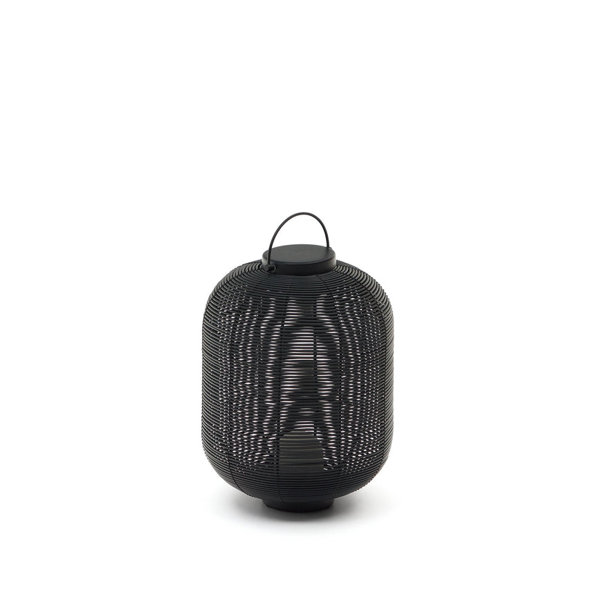 Saranella kleine tragbare Tischlampe aus Kunstrattan in Schwarz - ZEN ZONE Furniture