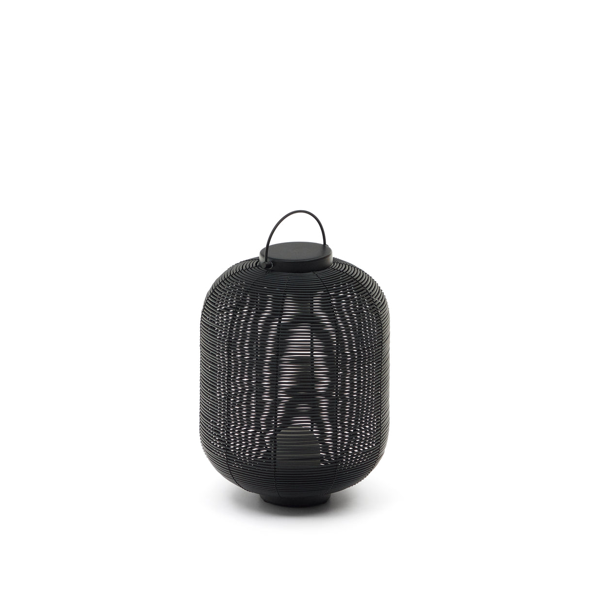 Saranella kleine tragbare Tischlampe aus Kunstrattan in Schwarz - ZEN ZONE Furniture