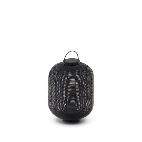 Saranella kleine tragbare Tischlampe aus Kunstrattan in Schwarz - ZEN ZONE Furniture