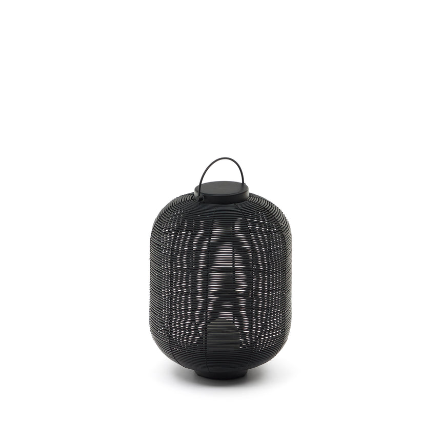 Saranella kleine tragbare Tischlampe aus Kunstrattan in Schwarz - ZEN ZONE Furniture