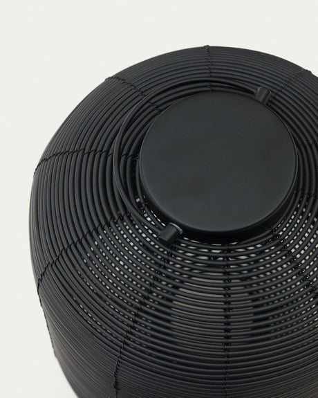 Saranella kleine tragbare Tischlampe aus Kunstrattan in Schwarz - ZEN ZONE Furniture