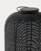 Saranella kleine tragbare Tischlampe aus Kunstrattan in Schwarz - ZEN ZONE Furniture
