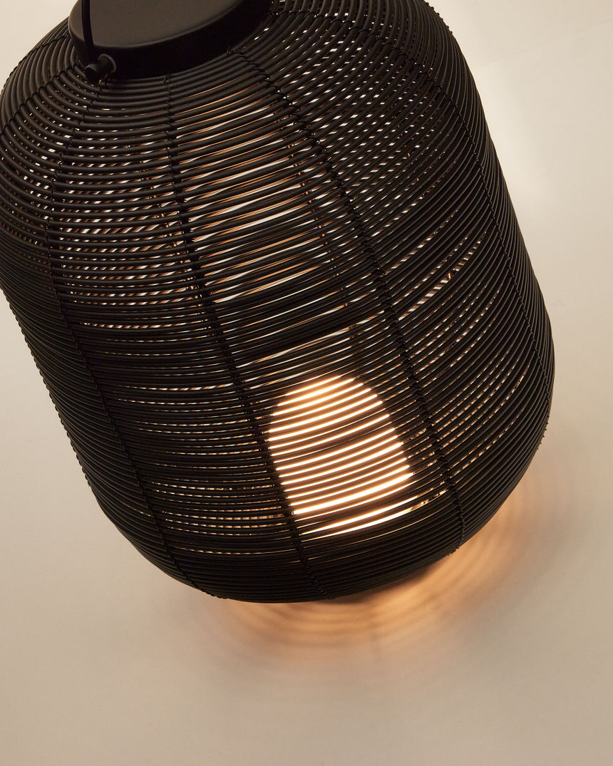 Saranella kleine tragbare Tischlampe aus Kunstrattan in Schwarz - ZEN ZONE Furniture