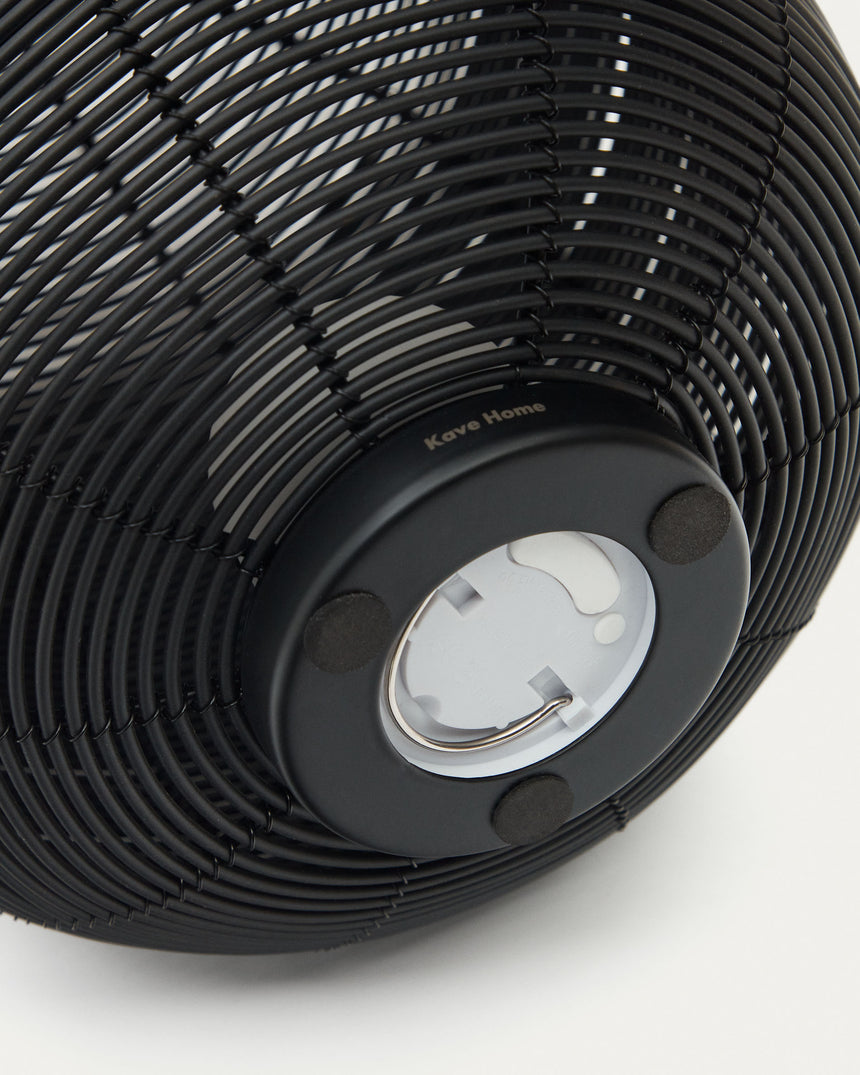 Saranella kleine tragbare Tischlampe aus Kunstrattan in Schwarz - ZEN ZONE Furniture
