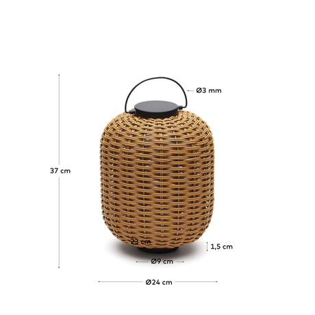 Saranella kleine tragbare Tischlampe aus Kunstrattan in Braun - ZEN ZONE Furniture