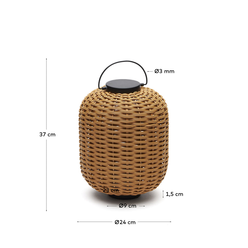 Saranella kleine tragbare Tischlampe aus Kunstrattan in Braun - ZEN ZONE Furniture