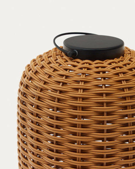 Saranella kleine tragbare Tischlampe aus Kunstrattan in Braun - ZEN ZONE Furniture