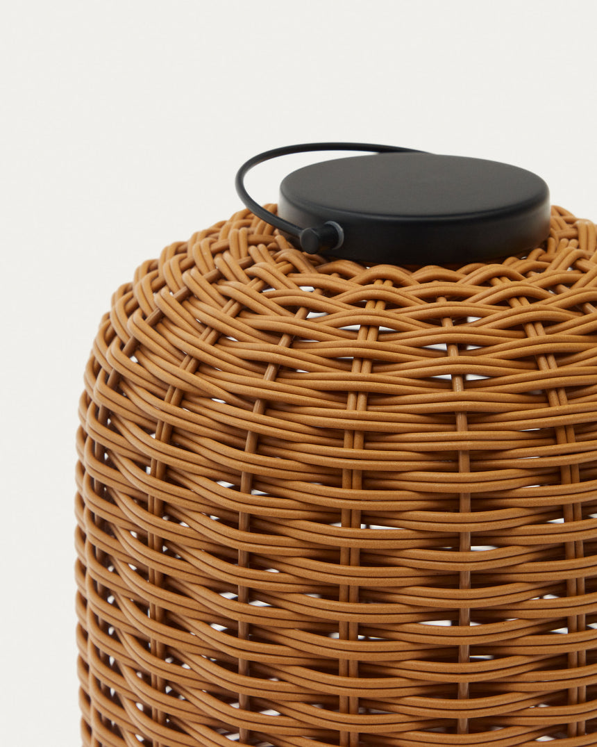Saranella kleine tragbare Tischlampe aus Kunstrattan in Braun - ZEN ZONE Furniture